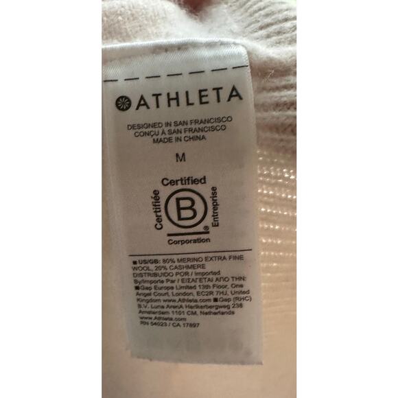 ATHLETA Women's Cut Ecru Merino Wool Cashmere Blend Crew Neck Sweater Size M - Picture 7 of 8